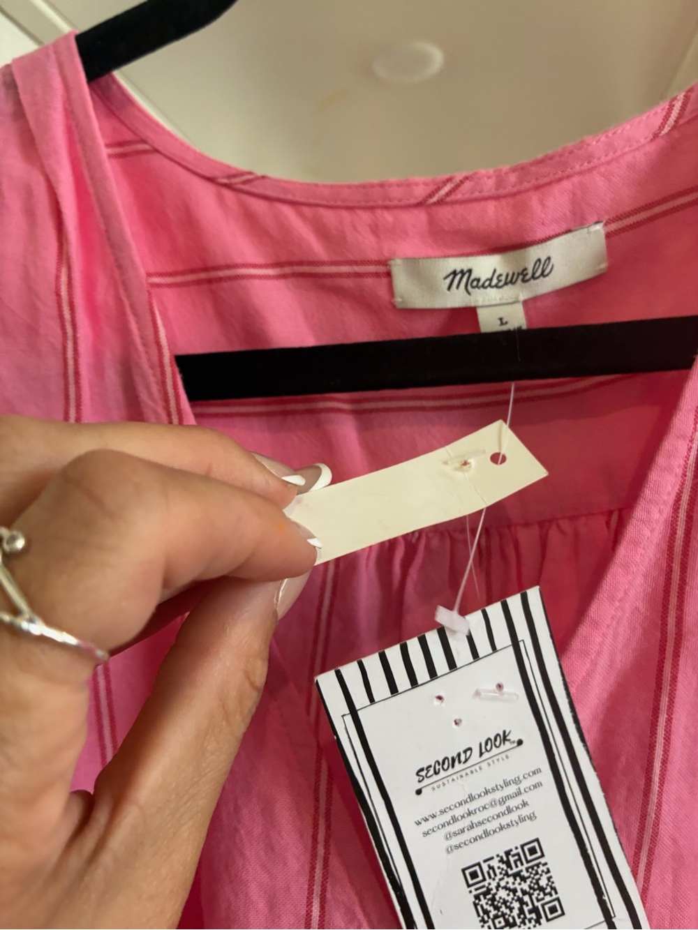 Madewell Coral Pink Wrap Blouse with Tie Waist NWT - Picture 3 of 3